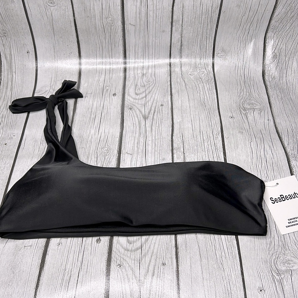 Sea beauty black one shoulder swim top size XL